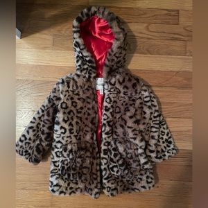 Leopard Faux Fur Hooded Jacket, Toddler Girl
